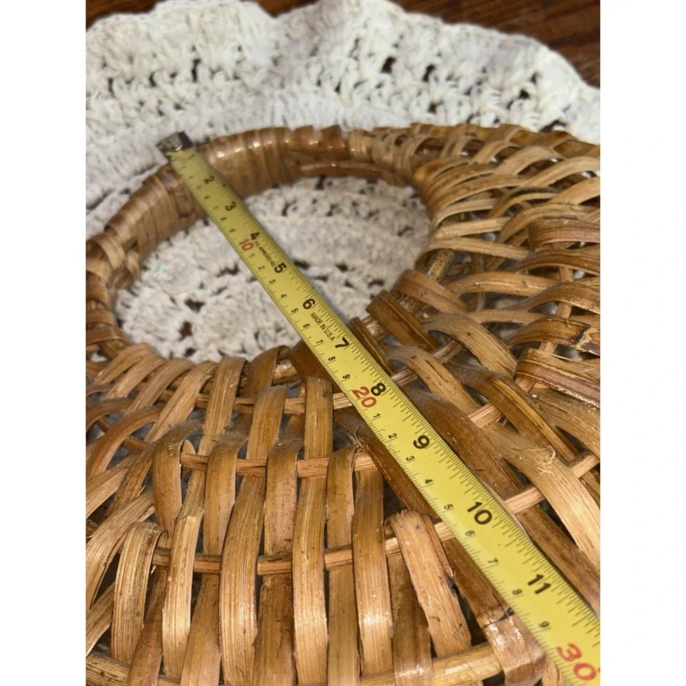 Vintage Oval Woven Gondola Shopping Basket Wicker Rattan Willow  11.5